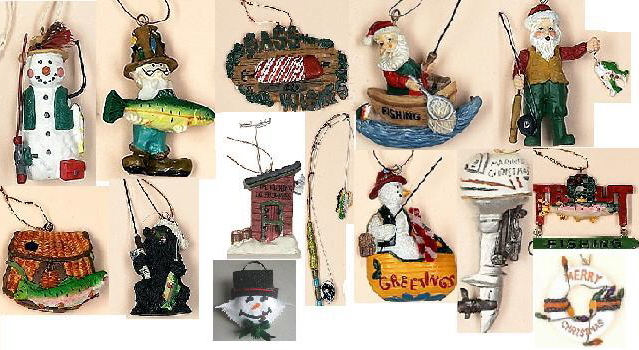 Christmas Tree Ornaments, Fishing, Holiday Tree Ornaments
