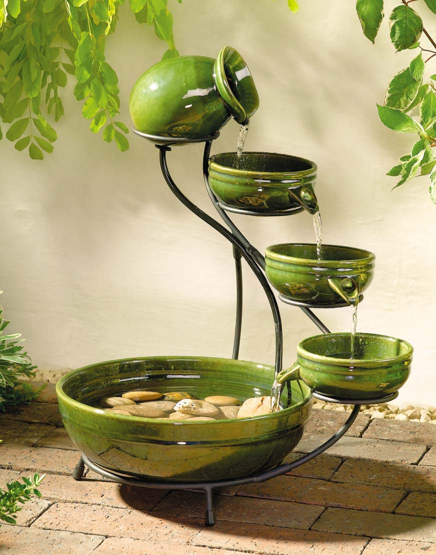 Cascading Solar Powered Garden Fountain