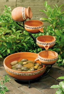 Koolscapes Solar Power 5-Tier Cascading Fountain, Terracotta